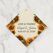 Zonnebloem Trouwbos Groene Bloemen Bedankjes Labels (Achterkant)