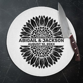 Zonnebloem Trouwdatum en Naam naar keuze Snijplank