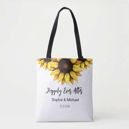 Zonnebloem Trouwen Gelukkig Tot Het Einde Tote Bag (Voorkant)