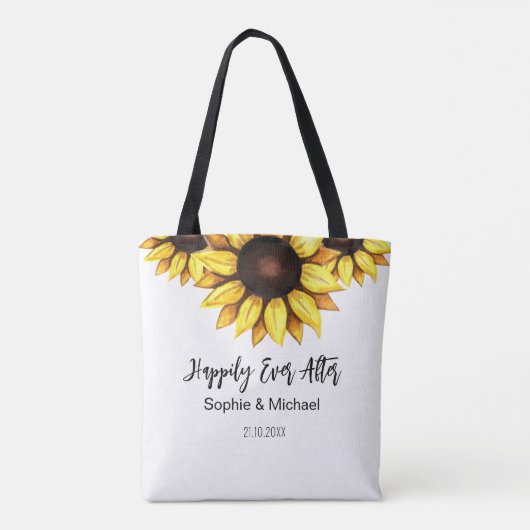 Zonnebloem Trouwen Gelukkig Tot Het Einde Tote Bag (Achterkant)