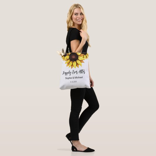 Zonnebloem Trouwen Gelukkig Tot Het Einde Tote Bag (Op model)