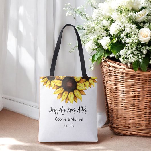 Zonnebloem Trouwen Gelukkig Tot Het Einde Tote Bag