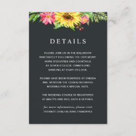 Zonnebloem-trouwkaart Informatiekaartje