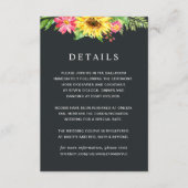 Zonnebloem-trouwkaart Informatiekaartje (Voorkant)