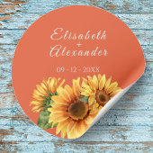 Zonnebloem Trouwsticker Ronde Sticker
