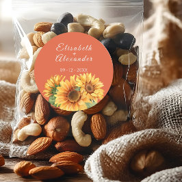 Zonnebloem Trouwsticker Ronde Sticker