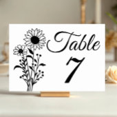 Zonnebloem Trouwtafel Nummers Rustieke Wildflowers Kaart