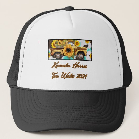  zonnebloem trucker. Harris - Walz 2024 Trucker Pet (Voorkant)