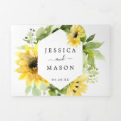 Zonnebloem Tuden Wedding Tri-Fold Uitnodigingen (Cover)