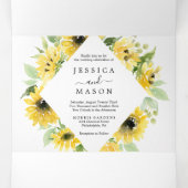 Zonnebloem Tuden Wedding Tri-Fold Uitnodigingen (Binnenkant midden)