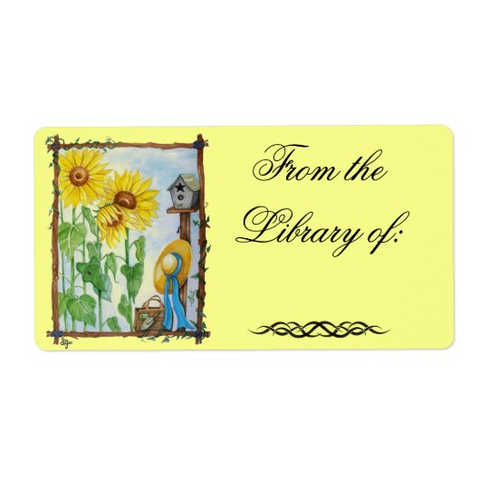 Zonnebloem Tuin Boek Bord Label (Voorkant)