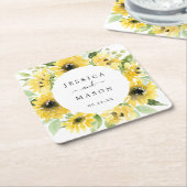 Zonnebloem tuin bruiloft Onderzetters (Schuin)