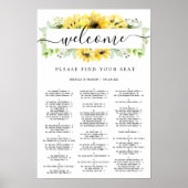 Zonnebloem Tuin Bruiloft Stoelen Plattegrond Bord Poster (Voorkant)