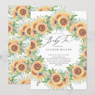 Zonnebloem Tuin Floral Baby Tea Invitation Kaart