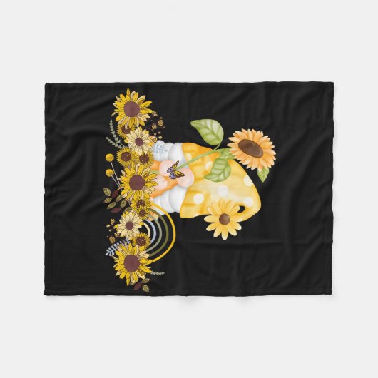 Zonnebloem Tuin Gnome Vrouwen Zomer Fleece Deken (Voorkant (Horizontaal))