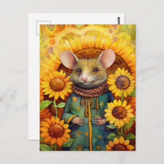Zonnebloem Tuin Muis 1 van 17 Briefkaart (Voorkant / Achterkant)