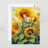 Zonnebloem Tuin Muis 2 van 17 Briefkaart (Voorkant / Achterkant)