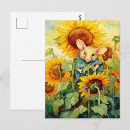 Zonnebloem Tuin Muis 2 van 17 Briefkaart (Voorkant / Achterkant)