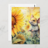 Zonnebloem Tuin Muis 8 van 17 Briefkaart (Voorkant / Achterkant)