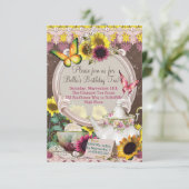 Zonnebloem Tuin Thee Party uitnodiging (Staand voorkant)