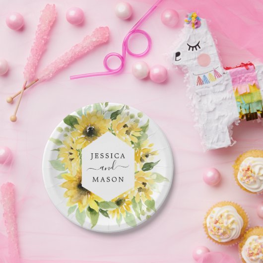 Zonnebloem Tuin Trouwdouche Papier Bord (Feest)