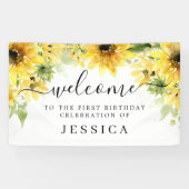 Zonnebloem Tuin Vinyl Verjaardag Welkom Banner (Horizontaal)