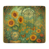  Zonnebloem Tuin Vlinders Art Nouveau Snijplank (Voorkant)