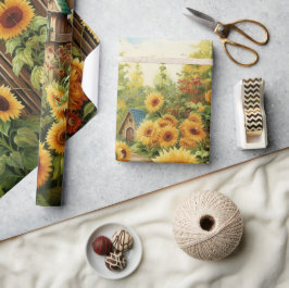 Zonnebloem Tuin Vogelhuisjes Cadeaupapier