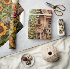 Zonnebloem Tuin Vogelhuisjes Cadeaupapier