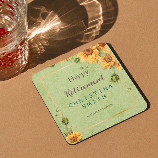 Zonnebloem Tuin Waterverf Pensioen Kartonnen Onderzetters