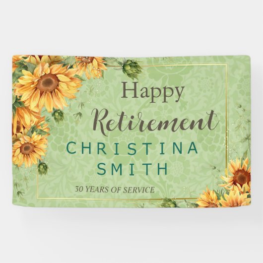 Zonnebloem  Tuin Waterverf Pensioen Spandoek (Horizontaal)