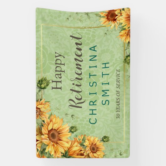 Zonnebloem  Tuin Waterverf Pensioen Spandoek (Verticaal)