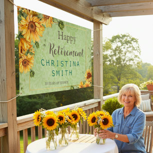 Zonnebloem  Tuin Waterverf Pensioen Spandoek