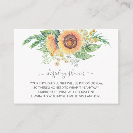 Zonnebloem Tuinbloem Baby shower Gift Display Informatiekaartje (Voorkant)