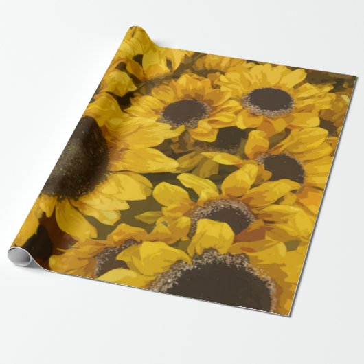 Zonnebloem Tuinland  Floral Cadeaupapier (Uitgerold)
