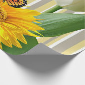 Zonnebloem Tulp Butterfly Stripe Wrapping Paper Cadeaupapier (Hoek)