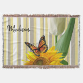 Zonnebloem Tulp Butterfly Throw Blanket Deken (Voorkant)