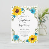 Zonnebloem Turquoise Roos Geometrische bloemenbrui Kaart (Staand voorkant)