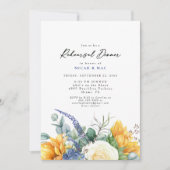 Zonnebloem Tuscan Blue Rehearsal Dinner Kaart (Voorkant)