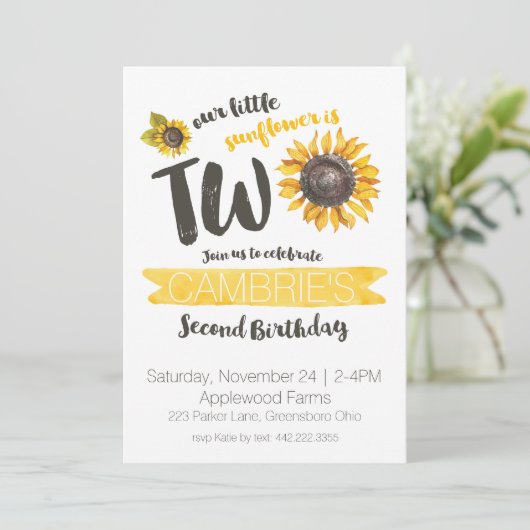 Zonnebloem Tweede uitnodiging (Staand voorkant)