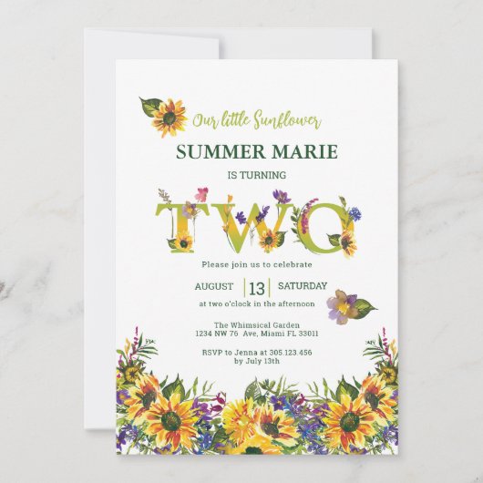 Zonnebloem Tweede uitnodiging (Voorkant)