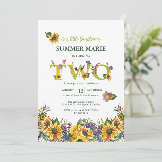 Zonnebloem Tweede uitnodiging (Staand voorkant)