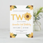 Zonnebloem Tweede Verjaardag uitnodiging (Staand voorkant)