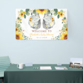 Zonnebloem Twin Elephant Babies Showachtergrond Spandoek (Beurs)