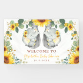 Zonnebloem Twin Elephant Babies Showachtergrond Spandoek (Horizontaal)