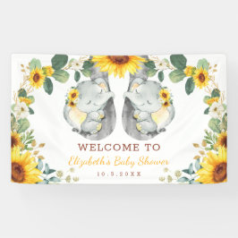 Zonnebloem Twin Elephant Babies Showachtergrond Spandoek