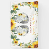 Zonnebloem Twin Elephant Babies Showachtergrond Spandoek (Verticaal)