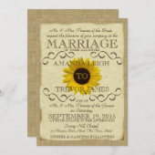 Zonnebloem  Typografie Huwelijk Kaart (Voorkant / Achterkant)