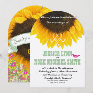 Zonnebloem Typografie Moderne Trouwdag Kaart
