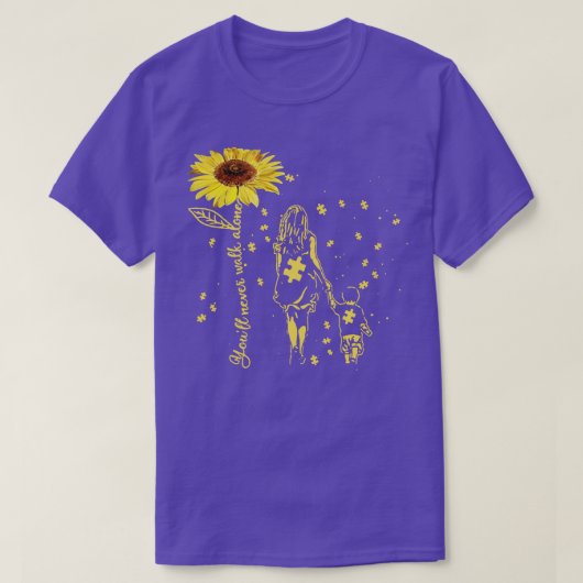 Zonnebloem U Loop nooit alleen Autisme T-shirt (Design voorkant)